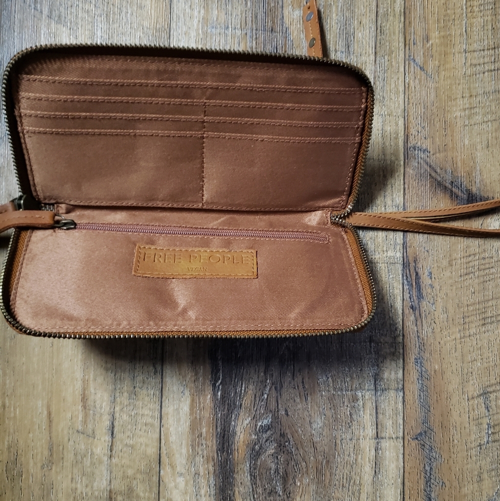 Free People Vegan Zip-Top Wallet in Brown - Picture 2 of 3